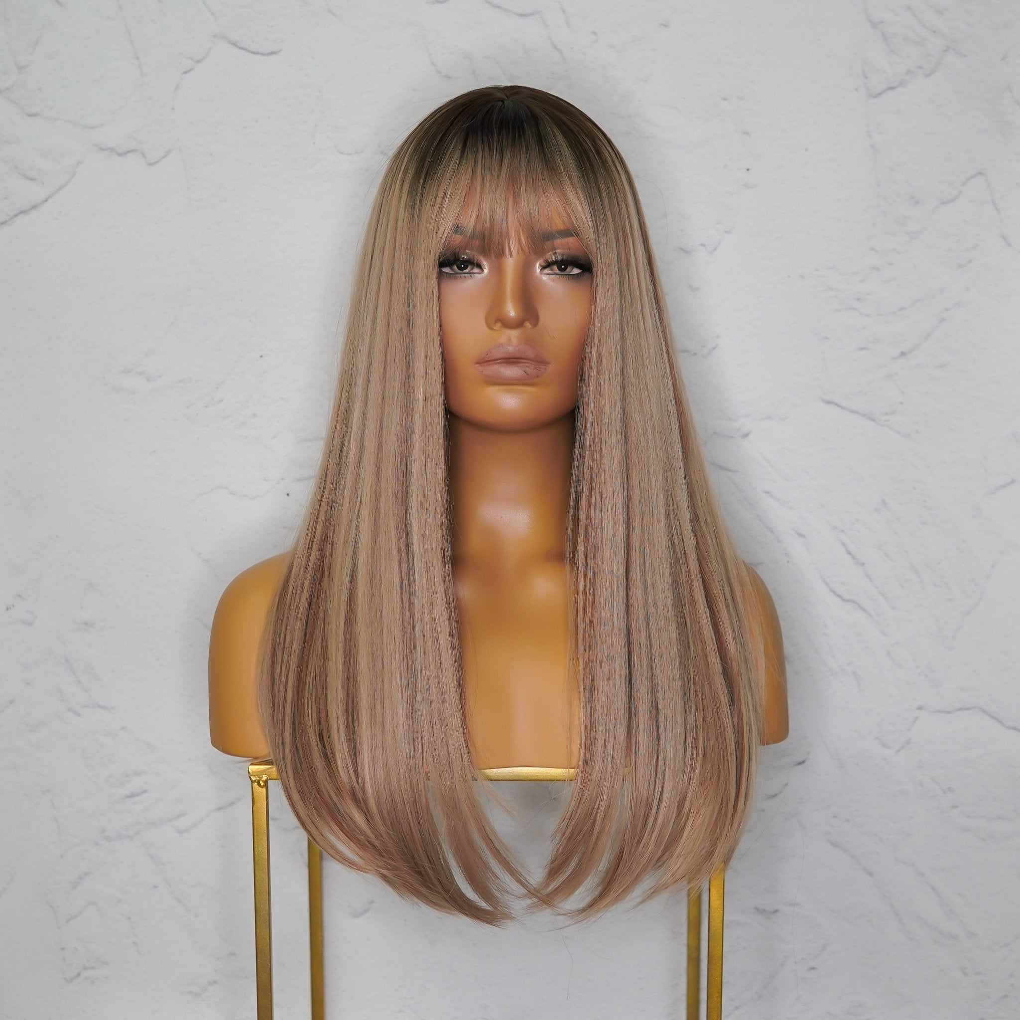 OAK - Caramel - Fringe Wig | Blonde, 22 Inch, Fringe, Synthetic Hair | Milk &amp; Honey Wigs