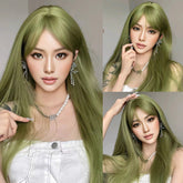 Olive Green Long Wig - MARKETPLACE | Green, Fringe, Synthetic Hair | Milk & Honey Wigs