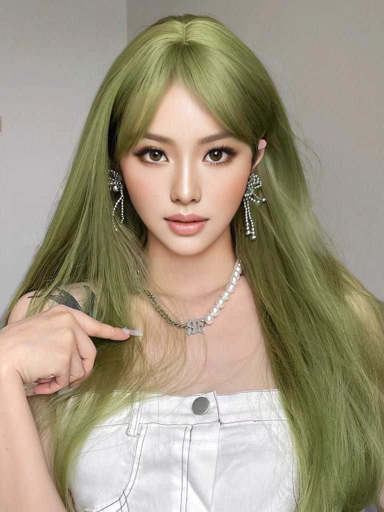 Olive Green Long Wig - MARKETPLACE | Green, Fringe, Synthetic Hair | Milk &amp; Honey Wigs