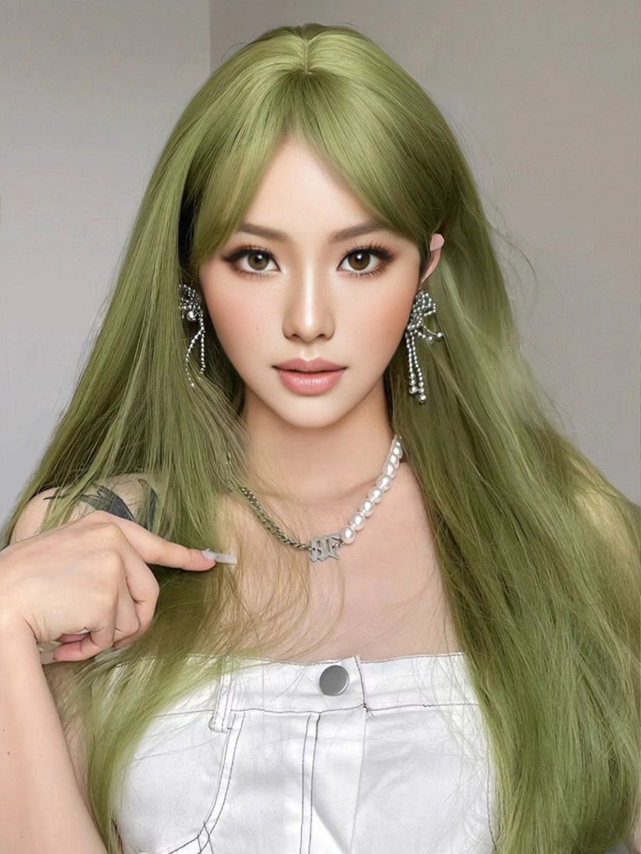 Olive Green Long Wig - MARKETPLACE | Green, Fringe, Synthetic Hair | Milk &amp; Honey Wigs