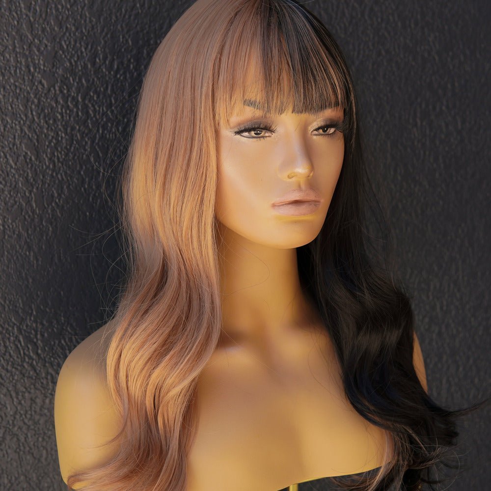 OLIVIA - Two Tone - Fringe Wig | Black, 18 Inch, Fringe, Synthetic Hair | Milk &amp; Honey Wigs
