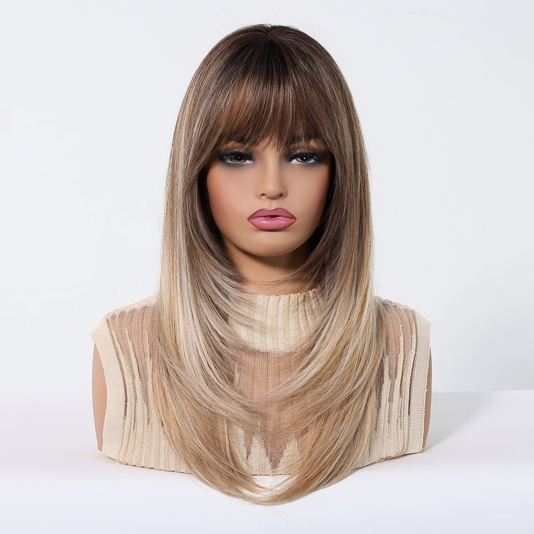 Ombre Brown Fringe Wig - MARKETPLACE | Brown, Fringe, Synthetic Hair | Milk &amp; Honey Wigs