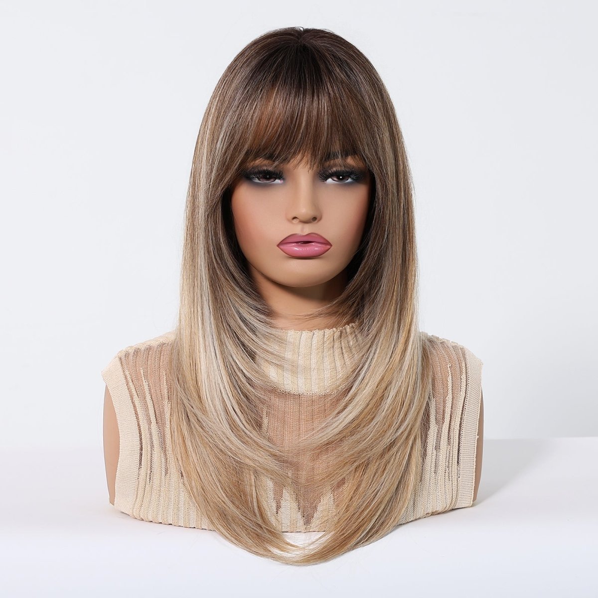 Ombre Brown Fringe Wig - MARKETPLACE | Brown, Fringe, Synthetic Hair | Milk &amp; Honey Wigs