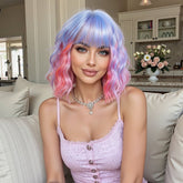 Pastel Rainbow Bob with Fringe Wig - MARKETPLACE | Purple, Fringe, Synthetic Hair | Milk & Honey Wigs