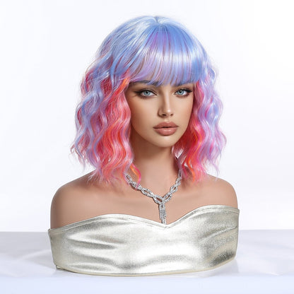 Pastel rainbow synthetic bob fringe wig | Milk &amp; Honey Wigs