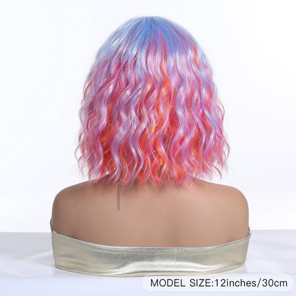 Pastel rainbow synthetic bob fringe wig | Milk &amp; Honey Wigs