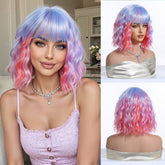 Pastel Rainbow Bob with Fringe Wig - MARKETPLACE | Purple, Fringe, Synthetic Hair | Milk & Honey Wigs