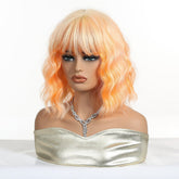 Peach Orange Wavy Bob Wig - MARKETPLACE | Ginger, Fringe, Synthetic Hair | Milk & Honey Wigs
