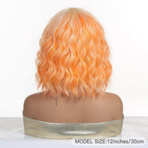 Peach Orange Wavy Bob Wig - MARKETPLACE | Ginger, Fringe, Synthetic Hair | Milk & Honey Wigs