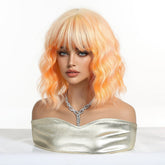 Peach Orange Wavy Bob Wig - MARKETPLACE | Ginger, Fringe, Synthetic Hair | Milk & Honey Wigs