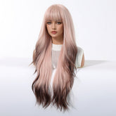 Pink Ombre Long Wavy Wig - MARKETPLACE | Pink, Fringe, Synthetic Hair | Milk & Honey Wigs