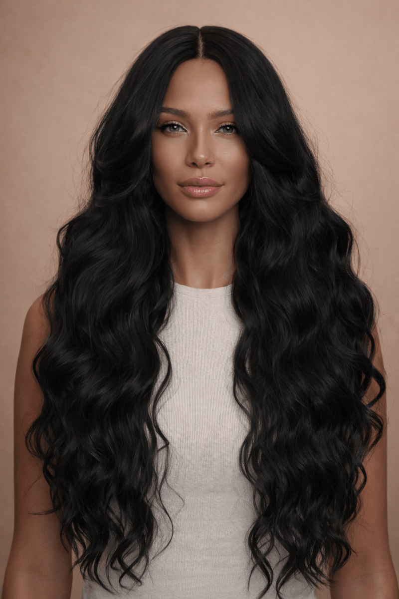 PIPER - Black - Lace Front Wig | Black, 28 Inch+, T-Part Lace Front, Synthetic Hair | Milk &amp; Honey Wigs
