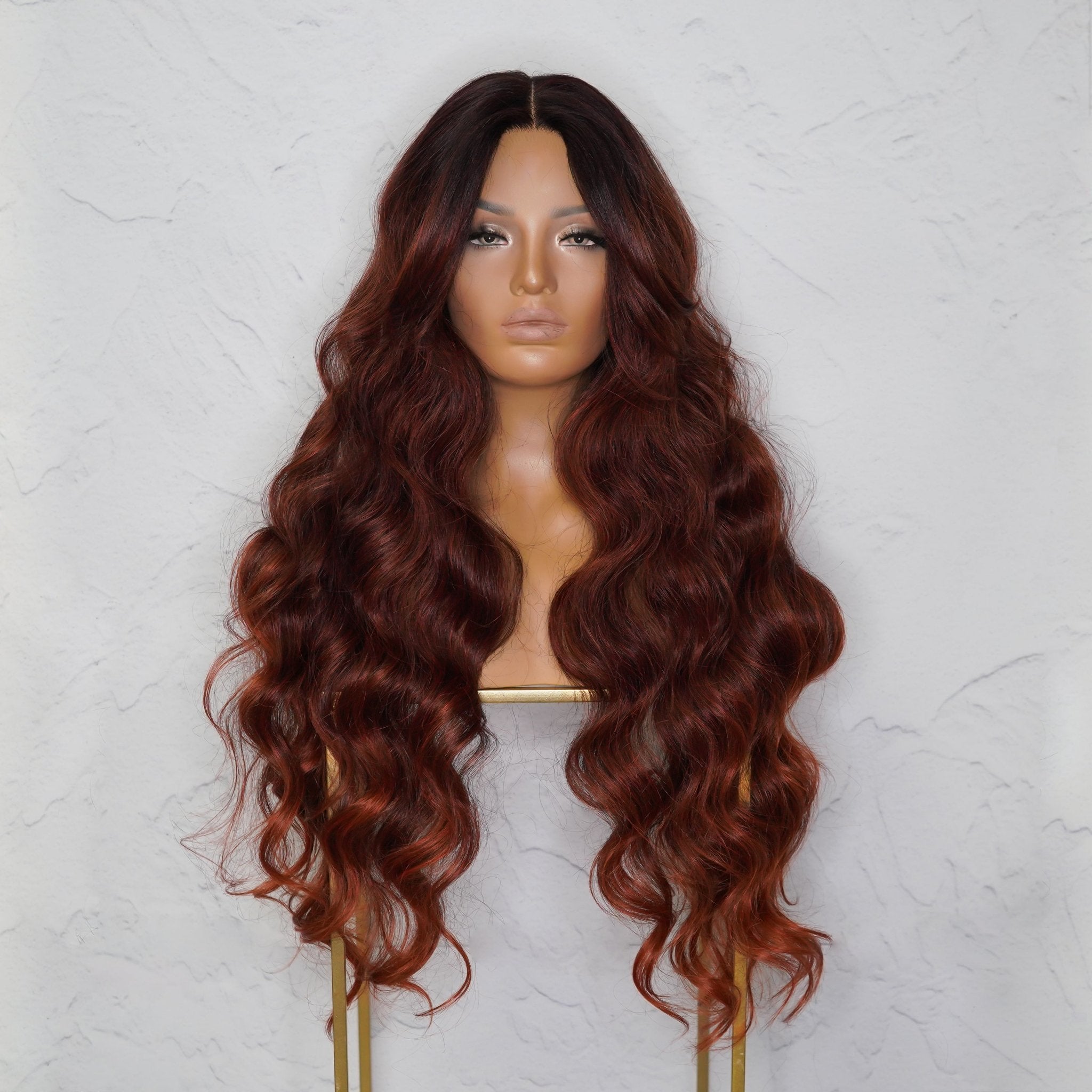 PIPER - Burgundy - Lace Front Wig | Red, 28 Inch+, T-Part Lace Front, Synthetic Hair | Milk &amp; Honey Wigs