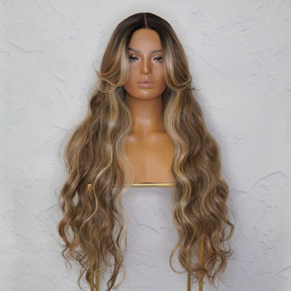 PIPER - Mocha - Lace Front Wig | Brown, 28 Inch+, T-Part Lace Front, Synthetic Hair | Milk &amp; Honey Wigs