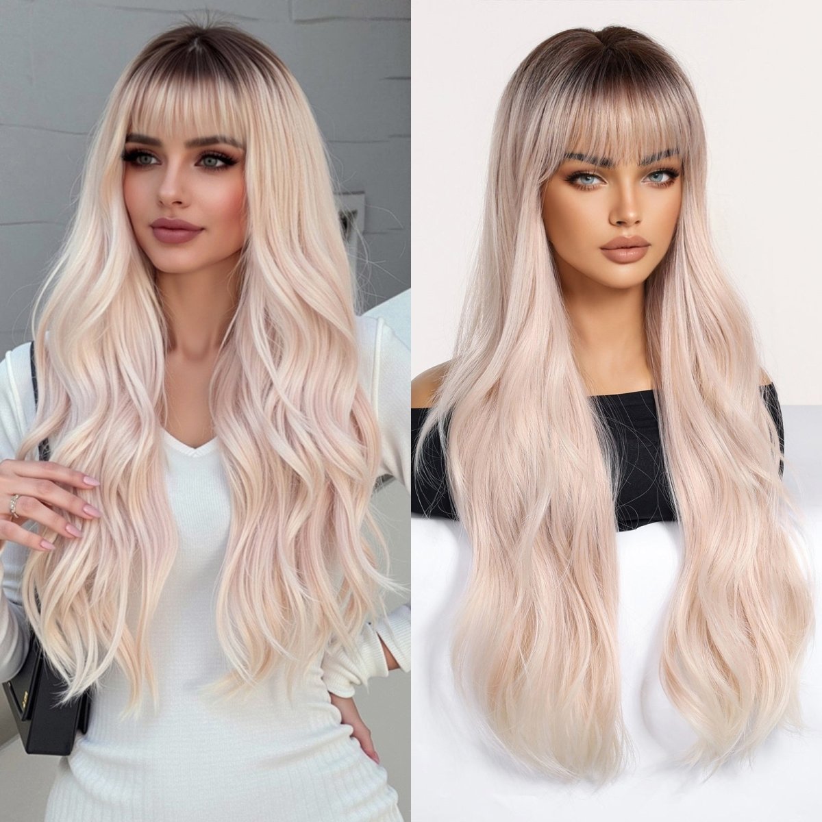 Platinum Blonde Ombre Wig with Fringe - MARKETPLACE | Blonde, Fringe, Synthetic Hair | Milk &amp; Honey Wigs