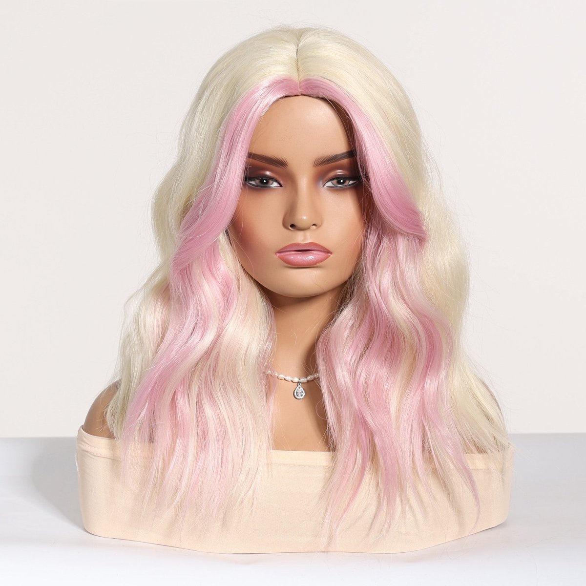 Platinum Blonde with Pastel Pink Highlights Wig - MARKETPLACE | Pink, Fringe, Synthetic Hair | Milk &amp; Honey Wigs