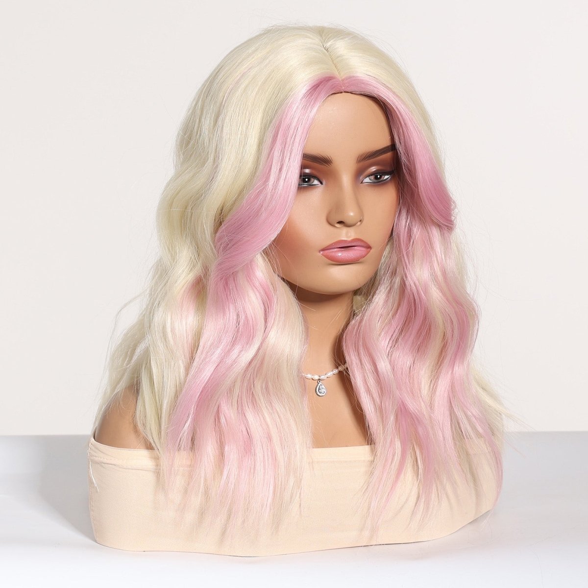 Platinum Blonde with Pastel Pink Highlights Wig - MARKETPLACE | Pink, Fringe, Synthetic Hair | Milk &amp; Honey Wigs