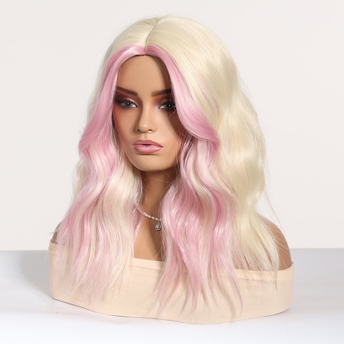 Platinum Blonde with Pastel Pink Highlights Wig - MARKETPLACE | Pink, Fringe, Synthetic Hair | Milk &amp; Honey Wigs