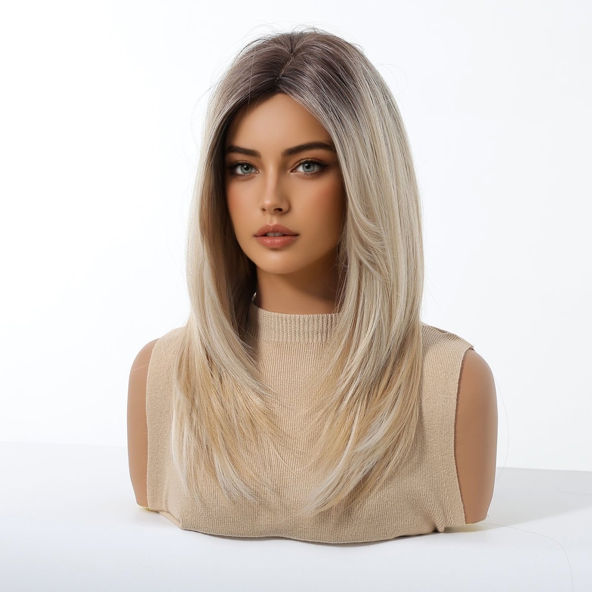 Platinum Blonde with Shadow Roots  Wig - MARKETPLACE | Blonde, Fringe, Synthetic Hair | Milk &amp; Honey Wigs