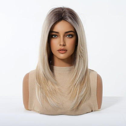 Platinum Blonde with Shadow Roots Platinum Blonde synthetic lace front wig | Milk &amp; Honey Wigs