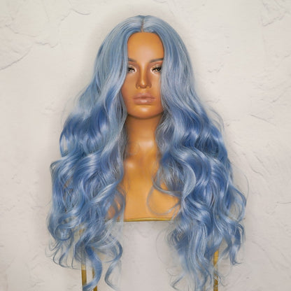 POLLY - Blue - Lace Front Wig | Blue, 28 Inch+, T-Part Lace Front, Synthetic Hair | Milk &amp; Honey Wigs