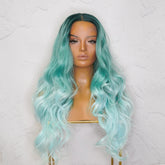 POLLY - Ombre Blue - Lace Front Wig | Blue, 28 Inch+, T-Part Lace Front, Synthetic Hair | Milk & Honey Wigs