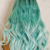 POLLY - Ombre Blue - Lace Front Wig | Blue, 28 Inch+, T-Part Lace Front, Synthetic Hair | Milk & Honey Wigs