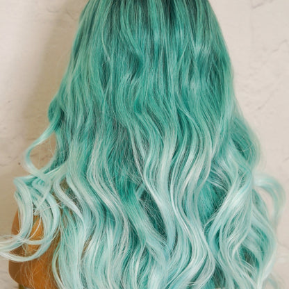 POLLY - Ombre Blue - Lace Front Wig | Blue, 28 Inch+, T-Part Lace Front, Synthetic Hair | Milk &amp; Honey Wigs