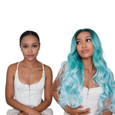 POLLY - Ombre Blue - Lace Front Wig | Blue, 28 Inch+, T-Part Lace Front, Synthetic Hair | Milk & Honey Wigs