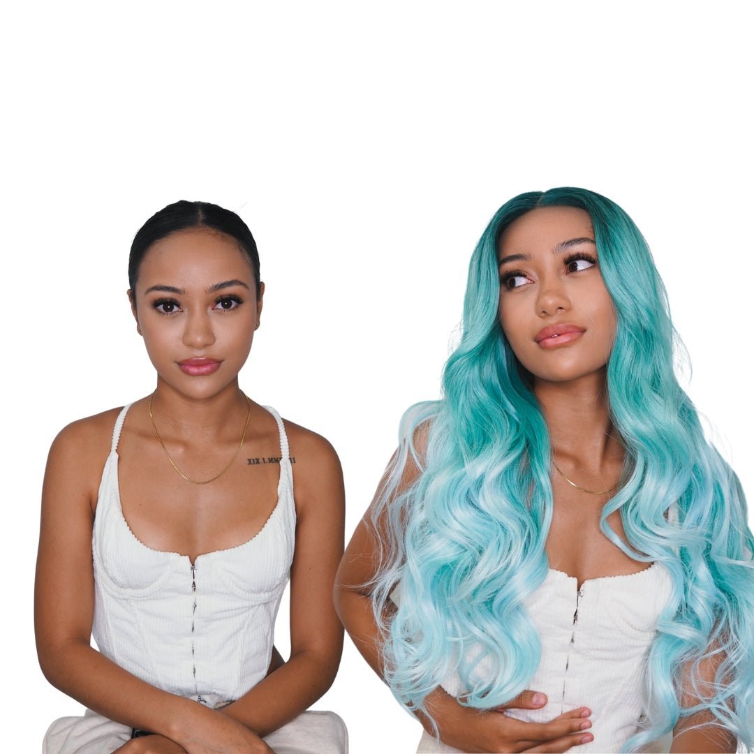 POLLY - Ombre Blue - Lace Front Wig | Blue, 28 Inch+, T-Part Lace Front, Synthetic Hair | Milk &amp; Honey Wigs