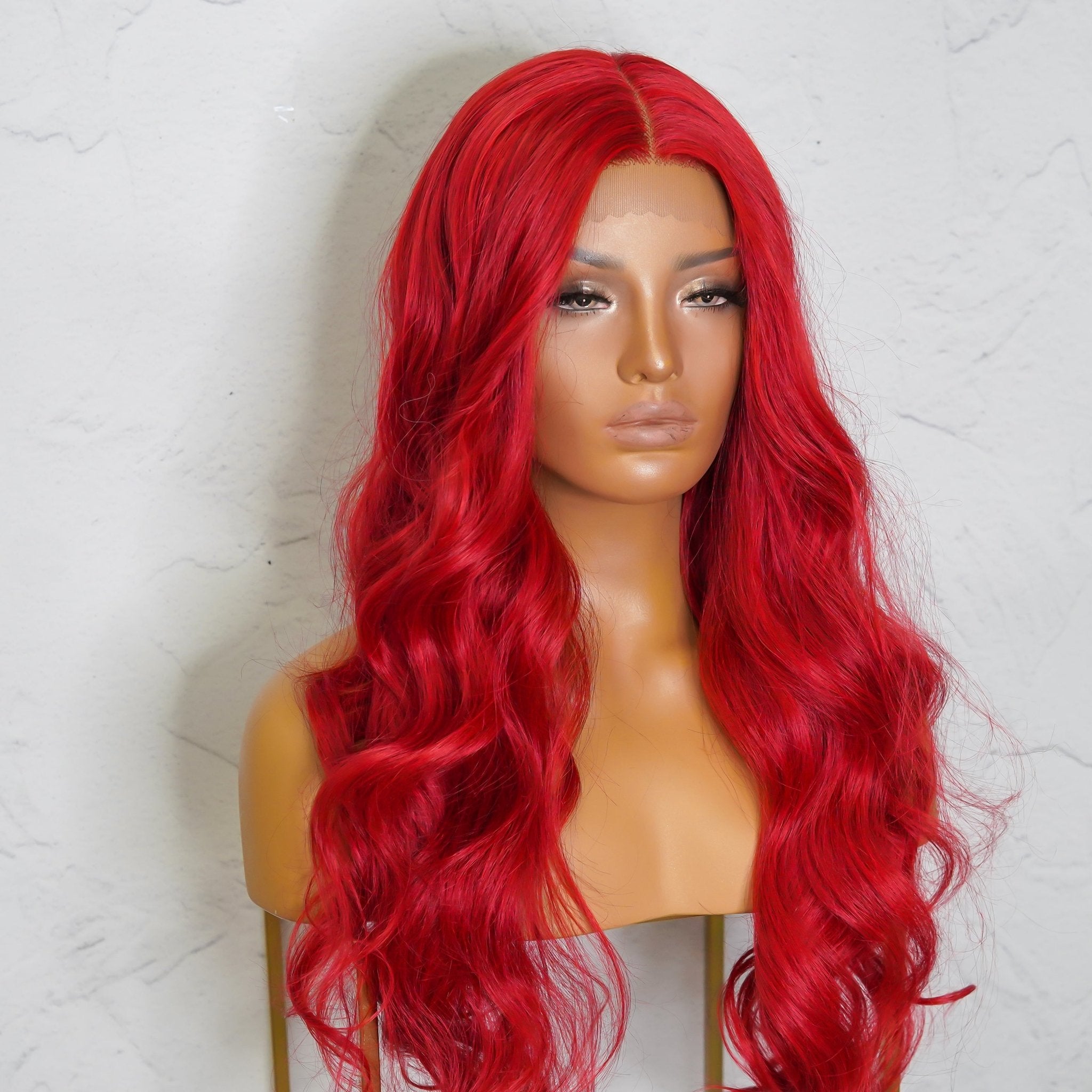 POLLY - Red - Lace Front Wig | Red, 28 Inch+, T-Part Lace Front, Synthetic Hair | Milk &amp; Honey Wigs