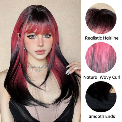 Red and Black Highlight Wig red black synthetic lace front wig | Milk &amp; Honey Wigs