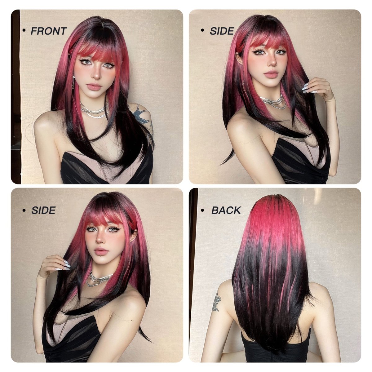 Red and Black Highlight Wig - MARKETPLACE | Red, Fringe, Synthetic Hair | Milk &amp; Honey Wigs