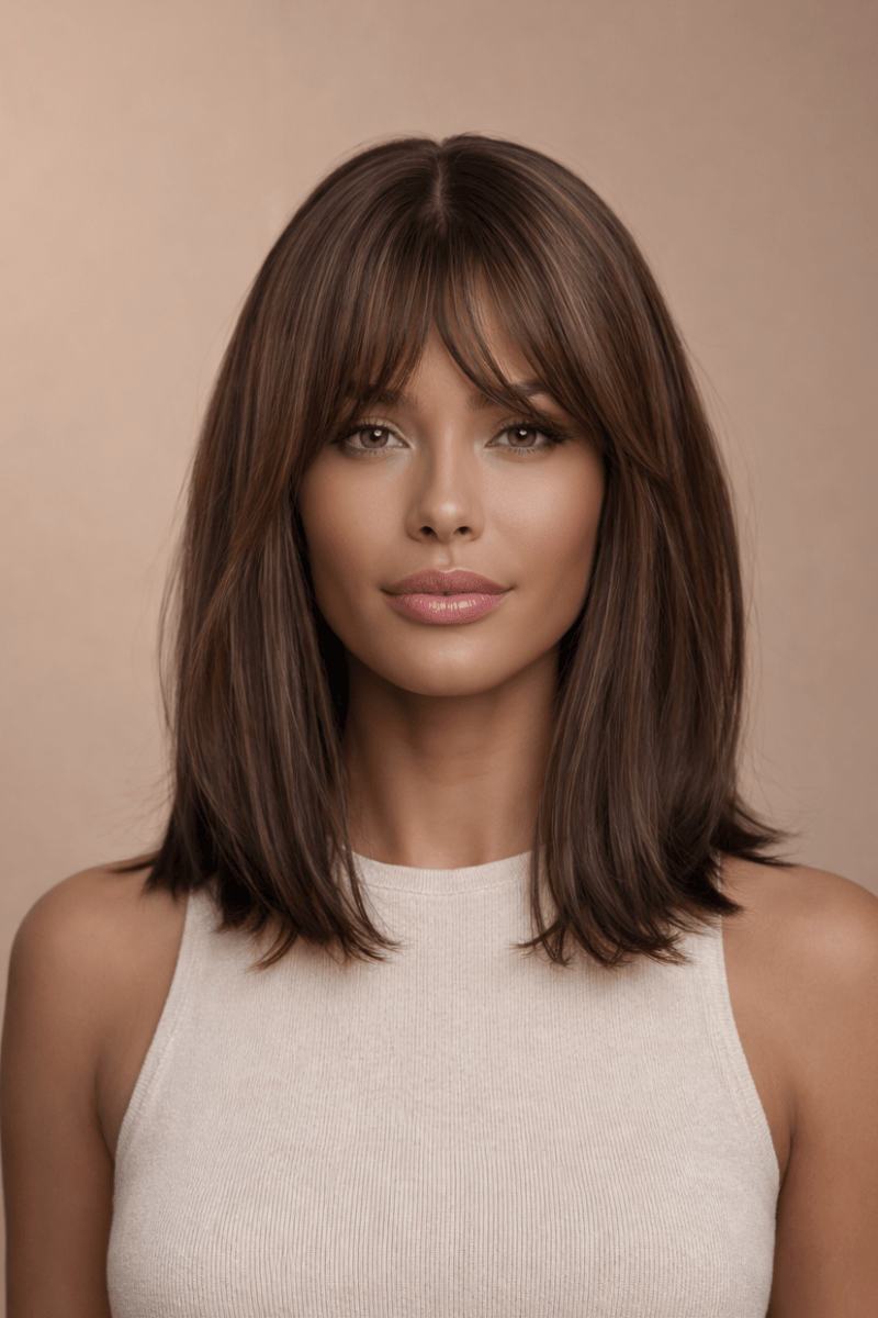 REIGN - Dark Brown - Fringe Wig | Brown, 14 Inch, Fringe, Synthetic Hair | Milk &amp; Honey Wigs