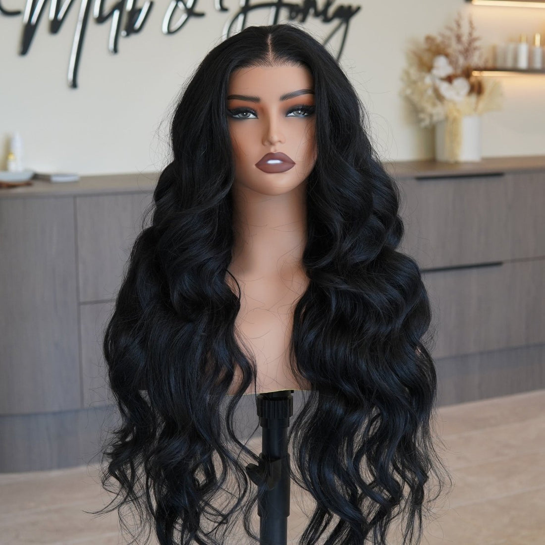 ROBBIE - Natural Black - Lace Front Wig | Black, 26 Inch, 13x4 Lace Front, Synthetic Hair | Milk &amp; Honey Wigs