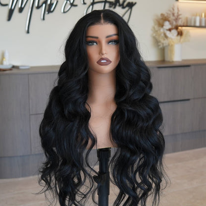 ROBBIE - Natural Black - Lace Front Wig | Black, 26 Inch, 13x4 Lace Front, Synthetic Hair | Milk &amp; Honey Wigs