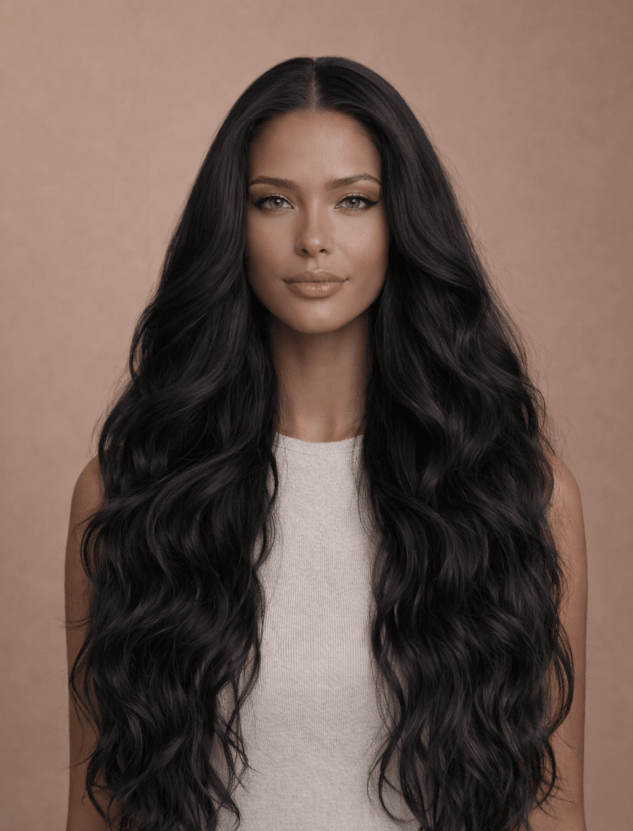 ROBBIE - Natural Black - Lace Front Wig | Black, 26 Inch, 13x4 Lace Front, Synthetic Hair | Milk &amp; Honey Wigs
