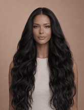 ROBBIE - Natural Black - Lace Front Wig | Black, 26 Inch, 13x4 Lace Front, Synthetic Hair | Milk & Honey Wigs
