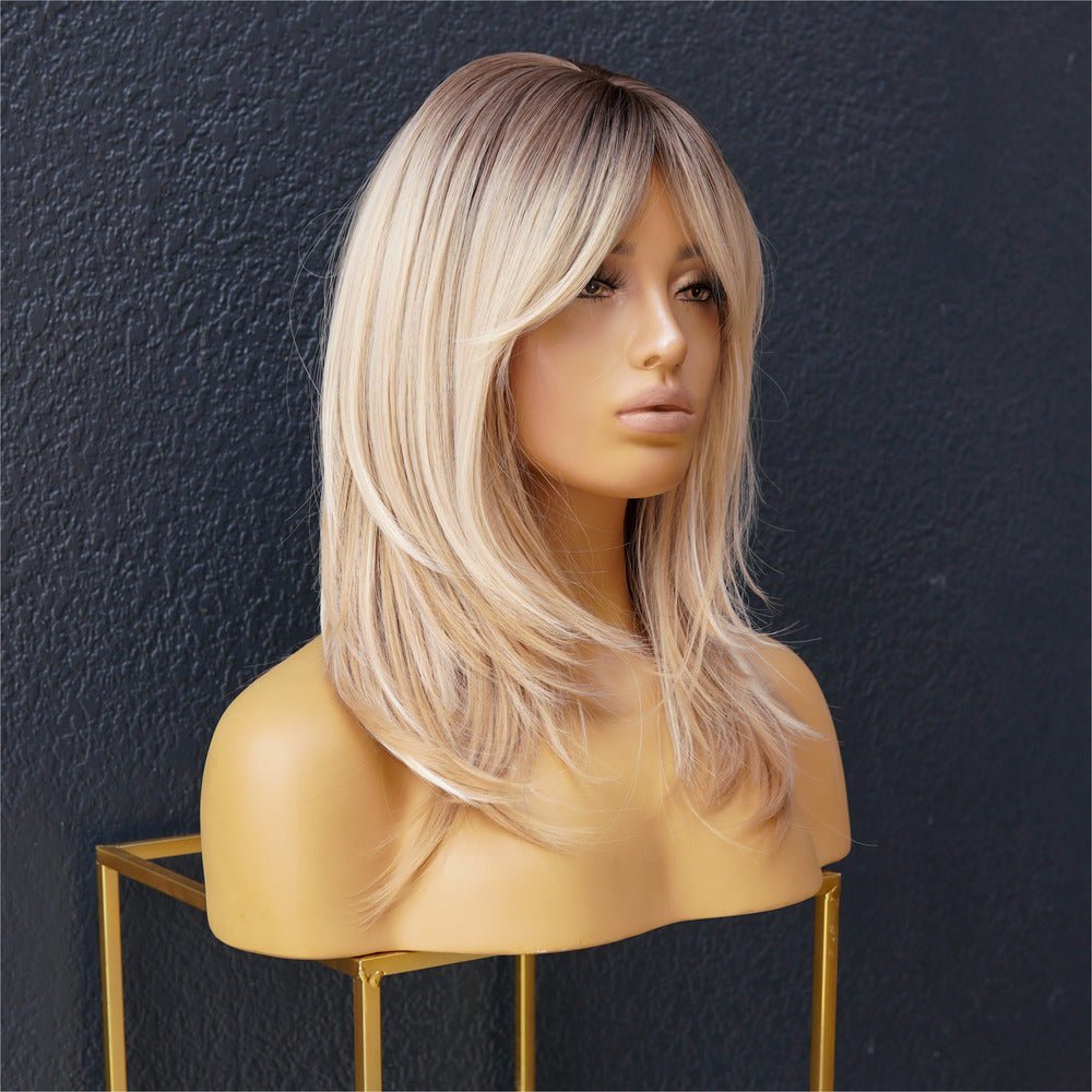 ROCHELLE - Blonde Ombre - Fringe Wig | Blonde, 16 Inch, Fringe, Synthetic Hair | Milk &amp; Honey Wigs