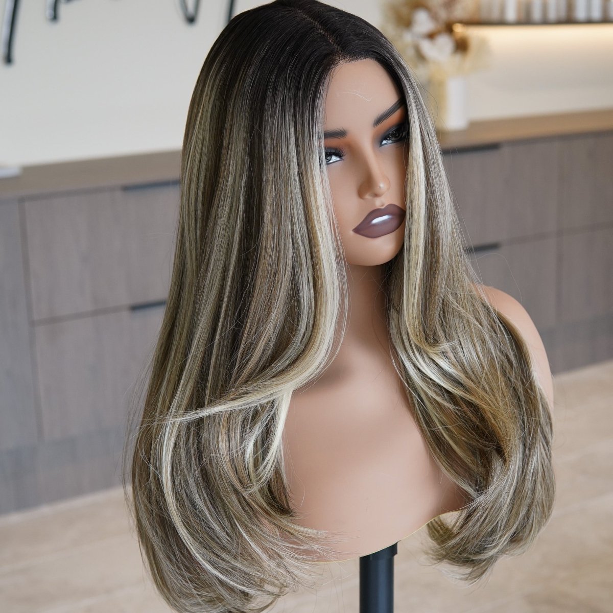 ROME - Mocha - Lace Front Wig | Brown, 20 Inch, T-Part Lace Front, Synthetic Hair | Milk &amp; Honey Wigs