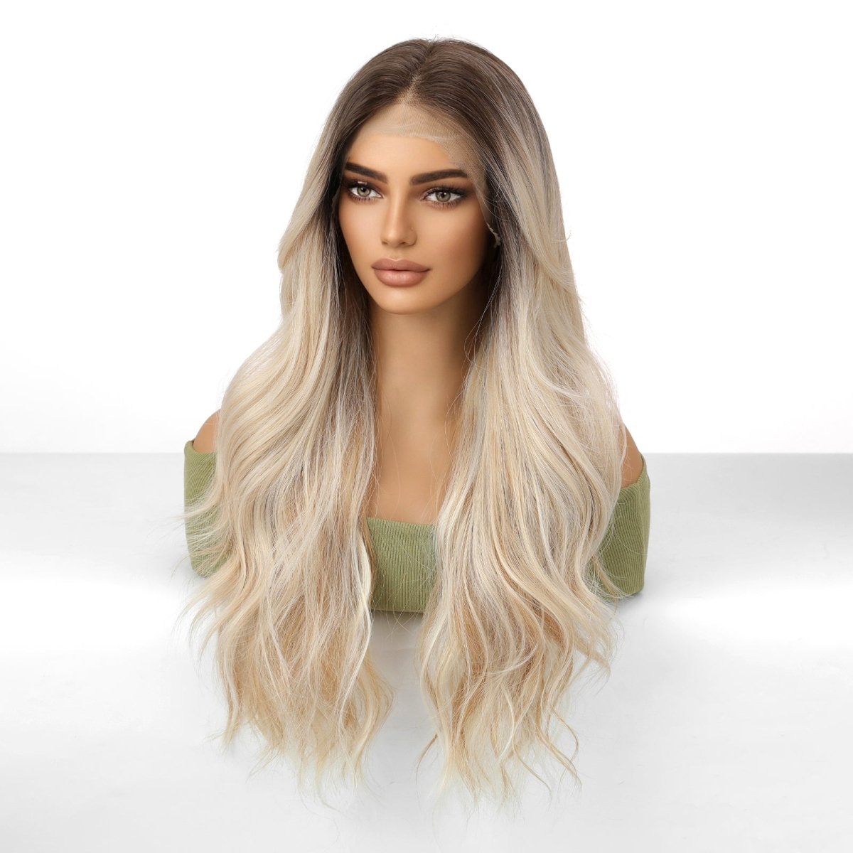 Root Streched Blonde Wavy 13x6 Lace Front Wig - MARKETPLACE | Blonde, 13x6 Lace Front, Synthetic Hair | Milk &amp; Honey Wigs