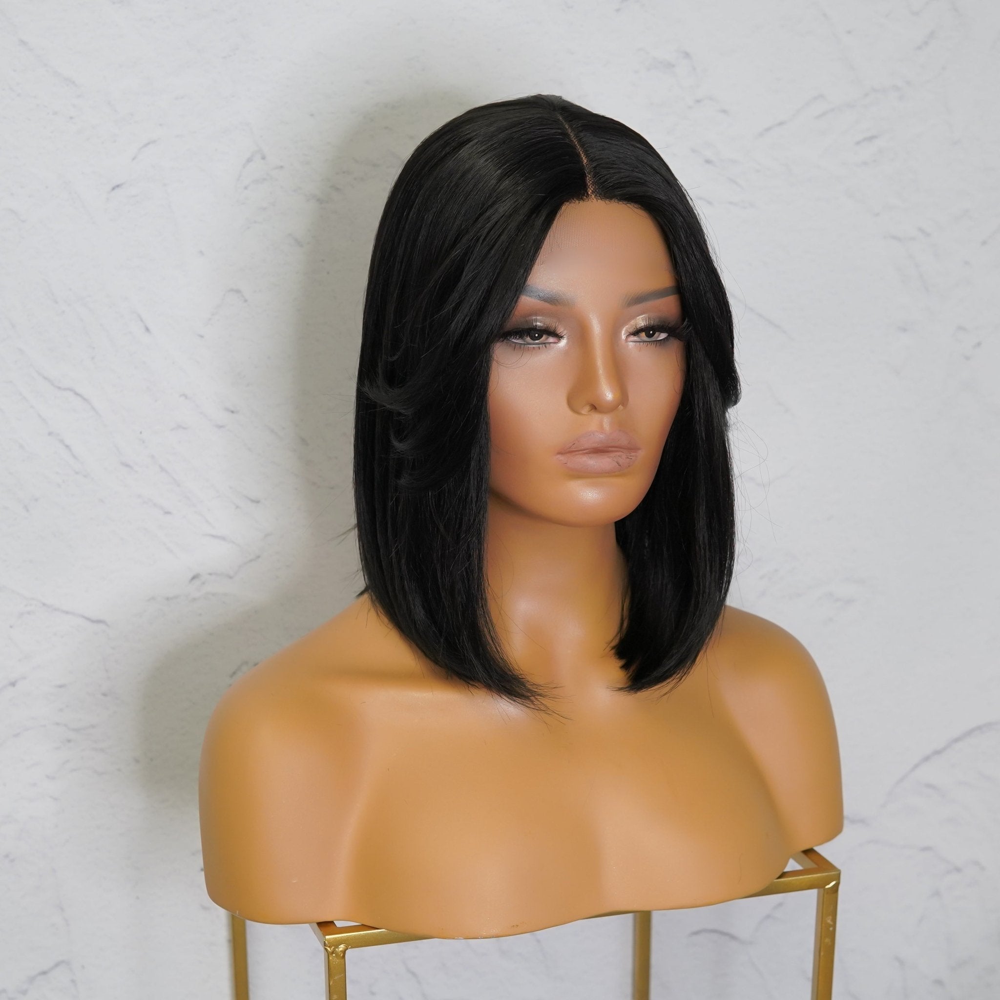 SABRINA - Black - Lace Front Wig | Black, 14 Inch, T-Part Lace Front, Synthetic Hair | Milk &amp; Honey Wigs