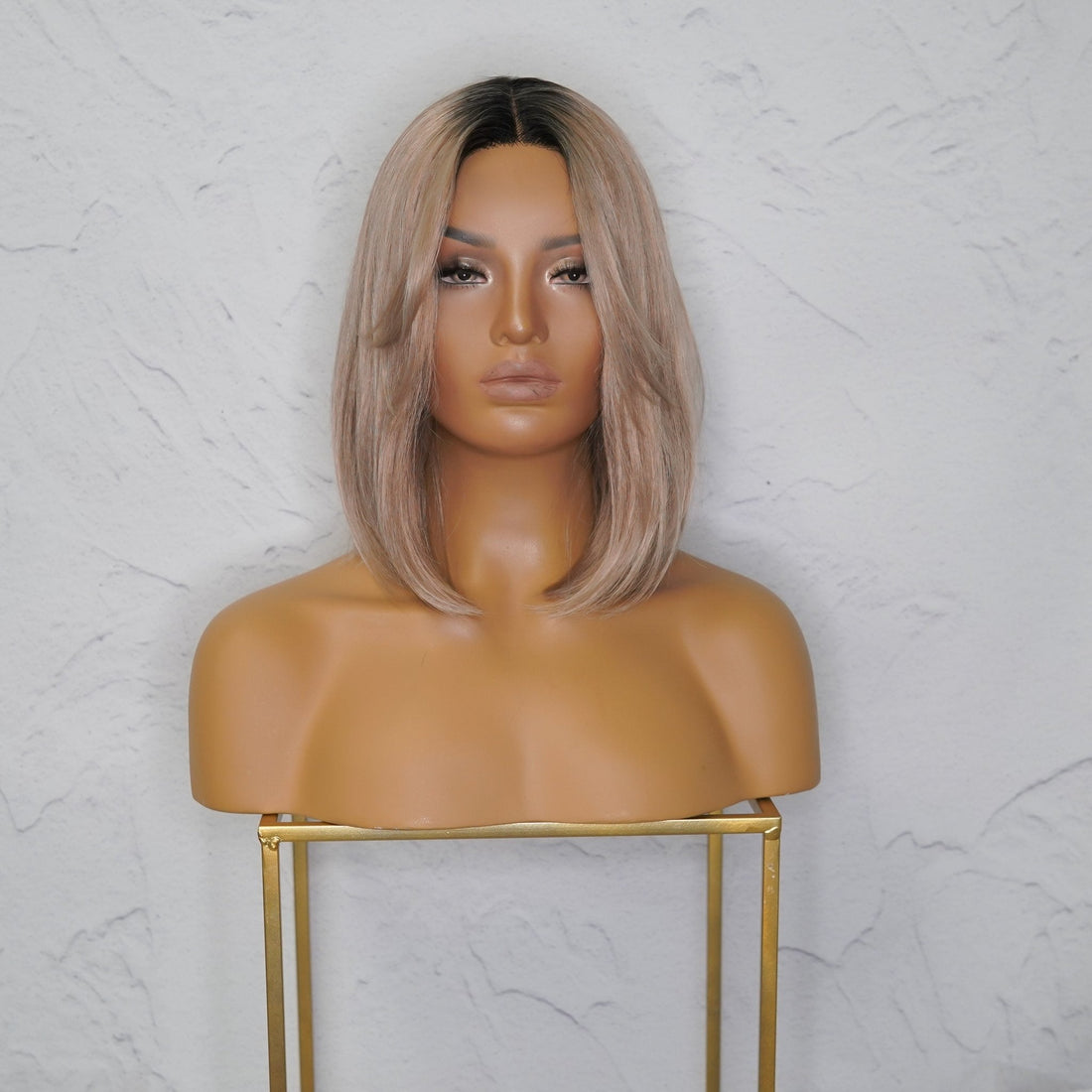 SABRINA - Caramel Blonde - Lace Front Wig | Blonde, 14 Inch, T-Part Lace Front, Synthetic Hair | Milk &amp; Honey Wigs