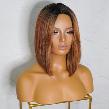 SABRINA - Mocha - Lace Front Wig | Brown, 14 Inch, T-Part Lace Front, Synthetic Hair | Milk &amp; Honey Wigs