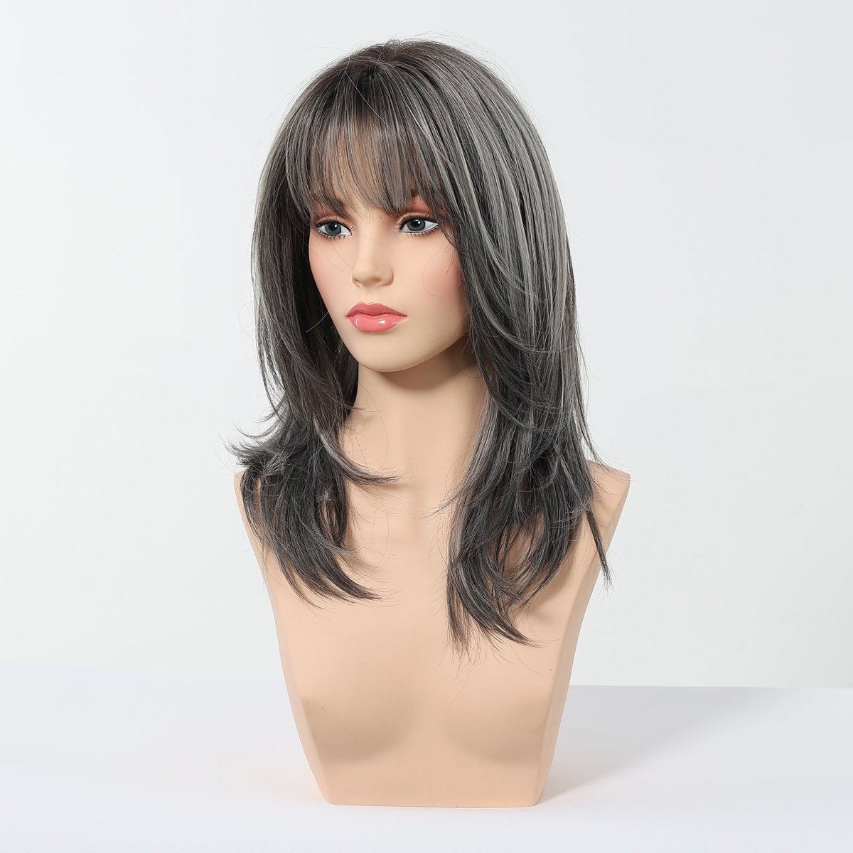 Salt and Pepper Layered Wig - MARKETPLACE | Grey, Fringe, Synthetic Hair | Milk &amp; Honey Wigs