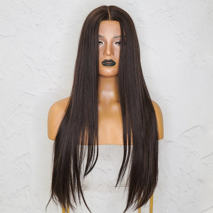 SAMIRA - Brown - Lace Front Wig | Brown, 26 Inch, T-Part Lace Front, Synthetic Hair | Milk &amp; Honey Wigs