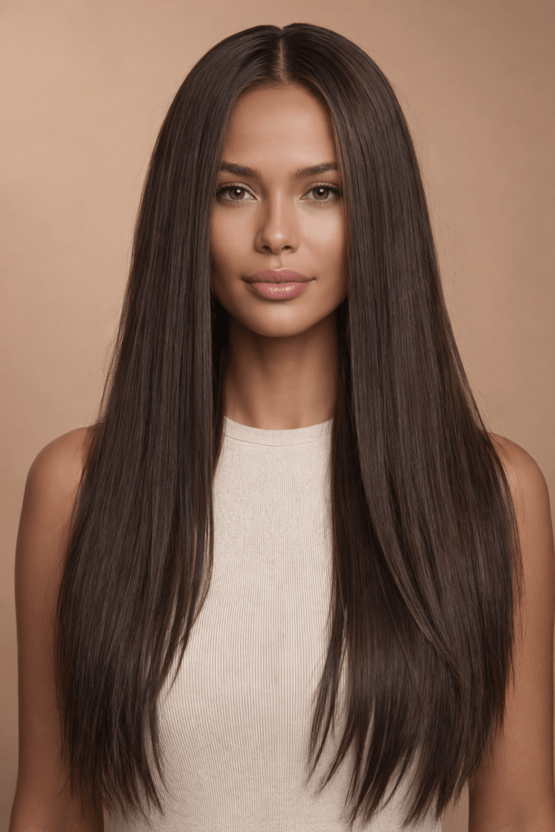 SAMIRA - Brown - Lace Front Wig | Brown, 26 Inch, T-Part Lace Front, Synthetic Hair | Milk &amp; Honey Wigs