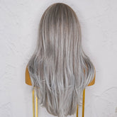 SELENE - Ash Grey ( Salt & Pepper ) - Lace Front Wig | Grey, 22 Inch, T-Part Lace Front, Synthetic Hair | Milk & Honey Wigs