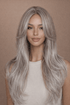 SELENE - Ash Grey ( Salt & Pepper ) - Lace Front Wig | Grey, 22 Inch, T-Part Lace Front, Synthetic Hair | Milk & Honey Wigs