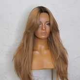 SELENE - Caramel - Lace Front Wig | Brown, 22 Inch, T-Part Lace Front, Synthetic Hair | Milk & Honey Wigs
